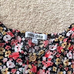 Mimi Chica Floral Dress - Black, Red, Yellow